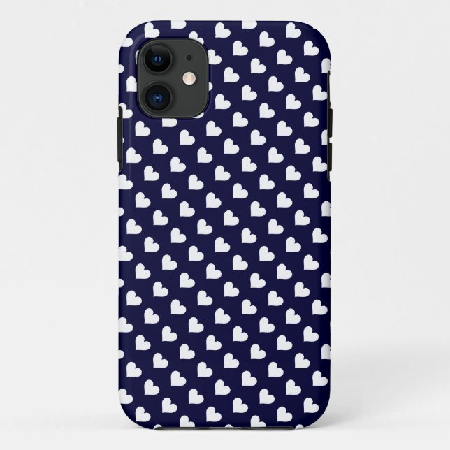 Navy Blue & White Heart Muster iPhone 5 Fall Case-Mate iPhone Hülle (Rückseite)