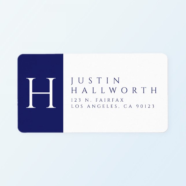 Navy Blue & White | Klassische Rücksendeadresse Adressaufkleber (Von Creator hochgeladen)