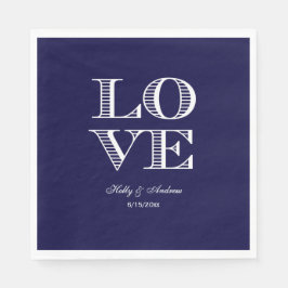 Navy Blue White LIEBE Napkins Serviette
