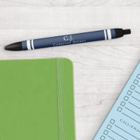 Navy Blue White Lines Mit Monogramm