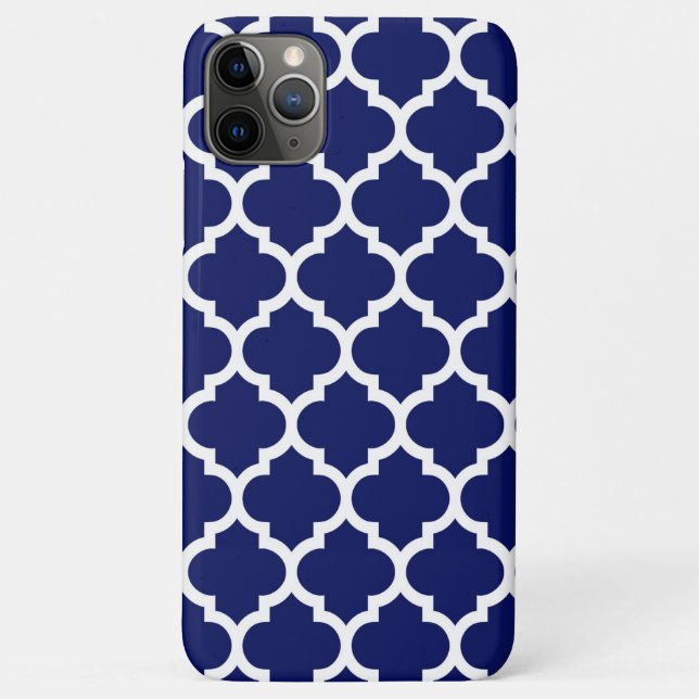 Navy Blue White marokkanische Quatrefolienmuster # Case-Mate iPhone Hülle (Rückseite)