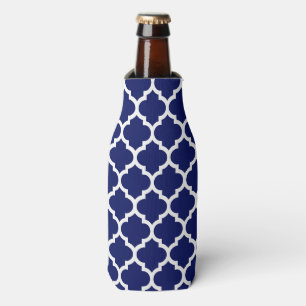 Navy Blue White marokkanische Quatrefolienmuster # Flaschenkühler