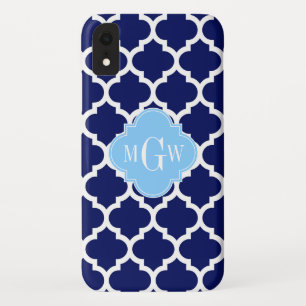 Navy Blue White Marokko #5 Sky Blue Name Monogram Case-Mate iPhone Hülle