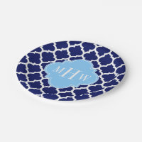 Navy Blue White Marokko #5 Sky Blue Name Monogram