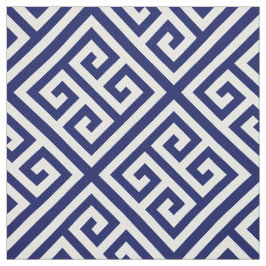 Navy Blue White Med Griechischer Key Diag T Muster Stoff