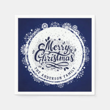 Navy Blue & White Minimal Elegante Merry Chirtsmas