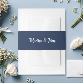 Navy Blue & White Minimal Script Wedding Einladungsbanderole