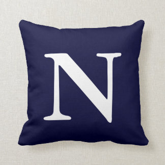 Navy Blue White Mit Monogramm N Throw Kissen