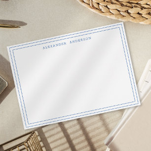 Navy Blue White Modern Berufliche Doppelgrenze Mitteilungskarte
