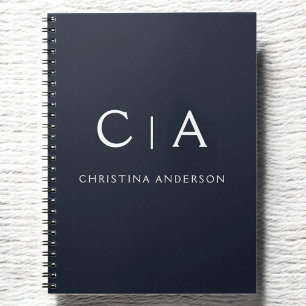 Navy Blue White Modern Elegant Beruflich Classy Notizblock