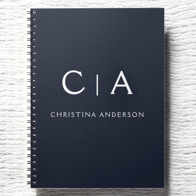 Navy Blue White Modern Elegant Beruflich Classy Notizblock (Von Creator hochgeladen)