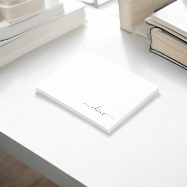 Navy Blue White Modern Script Giron Monogram Name Post-it Klebezettel (Von Creator hochgeladen)