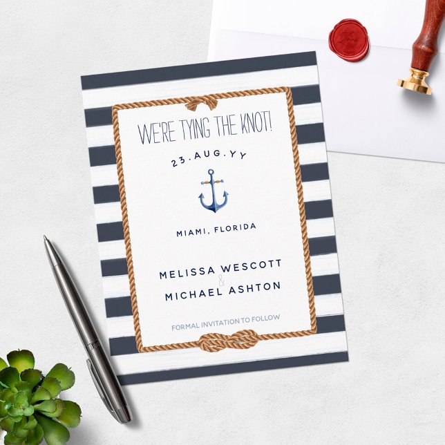 Navy Blue White Nautical Bying the Knot Infinity Save The Date (Von Creator hochgeladen)