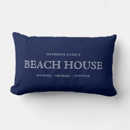 Navy Blue White Nautical Coastal Beach House Lendenkissen