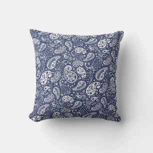 "Navy Blue White Paisley Throw Kissen" Kissen