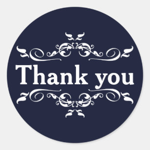 Navy Blue & White Personalisiert Danke Runder Aufkleber