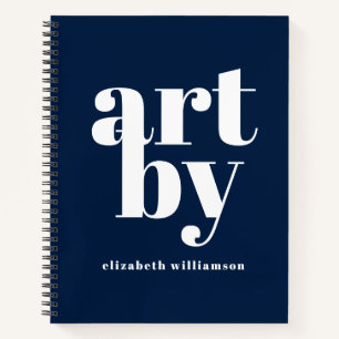 Navy Blue White Personalisiert Sketch Notizbuch