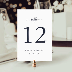 Navy Blue & White Personalisiert Tischnummer Card