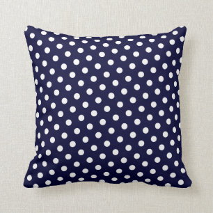 Navy Blue & White Polka Dot Pattern Kissen Kissen