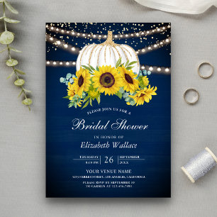 Navy Blue White Pumpkin Sonnenblumen Brautparty Einladung