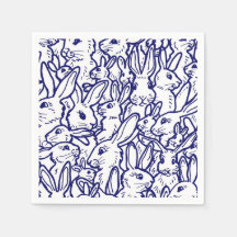 Navy Blue White Rabbit Bunny Zeichnend Niedlich ei