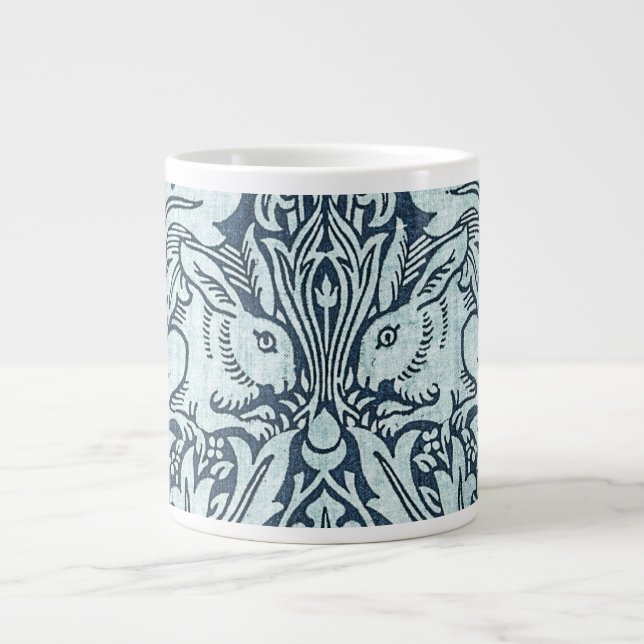 Navy Blue White Rabbit William Morris Coffee Tasse (Vorderseite)