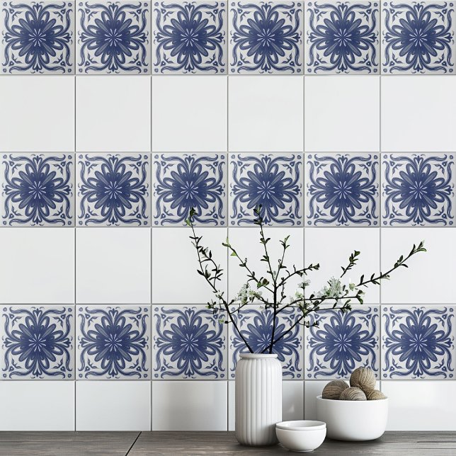 Navy Blue White Rusticus Azulejo Mittelmeer Fliese (Von Creator hochgeladen)