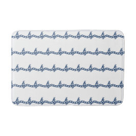 Navy Blue White Segel Wellenmuster Badematte