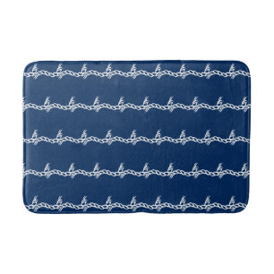 Navy Blue White Segel Wellenmuster Bath m Badematte