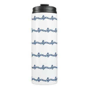 Navy Blue White Segel Wellenmuster Therma Thermosbecher