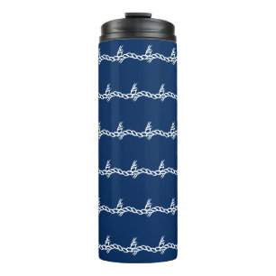 Navy Blue White Segel Wellenmuster Thermosbecher