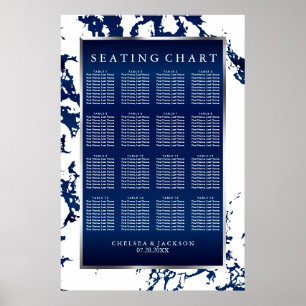 Navy Blue, White & Silver - Seekarte Poster