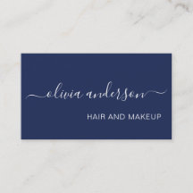 Navy Blue White Simple Hair Makeup Salon