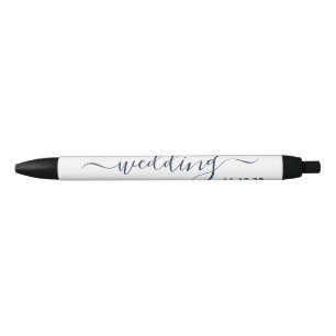 Navy Blue & White Simple Script-Gastgeschenk Hochz Kugelschreiber