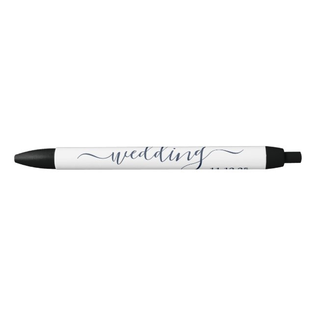 Navy Blue & White Simple Script-Gastgeschenk Hochz Kugelschreiber (Vorderseite)