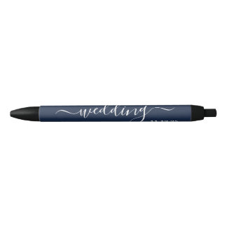 Navy Blue & White Simple Script-Gastgeschenk Hochz Kugelschreiber