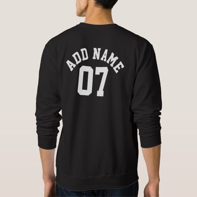 Navy Blue & White Sports Jersey Name Number Back Sweatshirt (Rückseite)