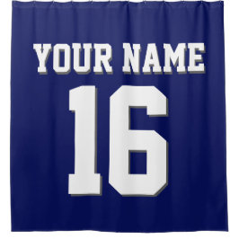 Navy Blue White Sports Jersey Team Jersey Duschvorhang