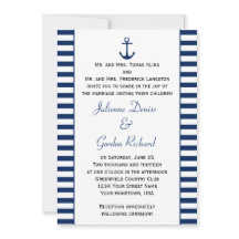 Navy Blue White Stripes Anchor Nautische Hochzeite