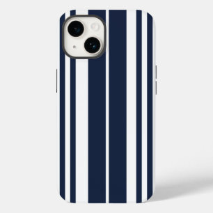 Navy Blue White Stripes Bold Case-Mate iPhone 14 Hülle