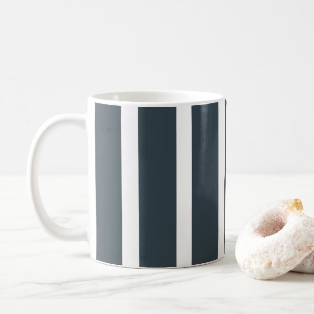 Navy Blue White Stripes Muster Kaffeetasse (Mit Donut)