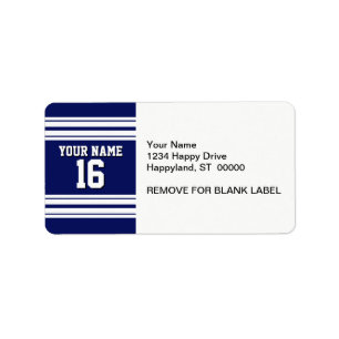 Navy Blue White Team Jersey Name Adressaufkleber