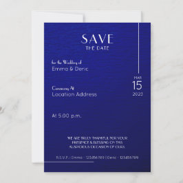 Navy Blue & White Text Rough Textur Save the Date Einladung