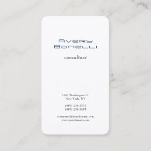 Navy Blue White Trendy Minimalistisch Beruflich Visitenkarte