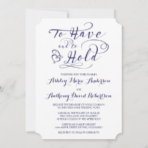Navy Blue White, um eine Herzhochzeit halten zu mü Einladung