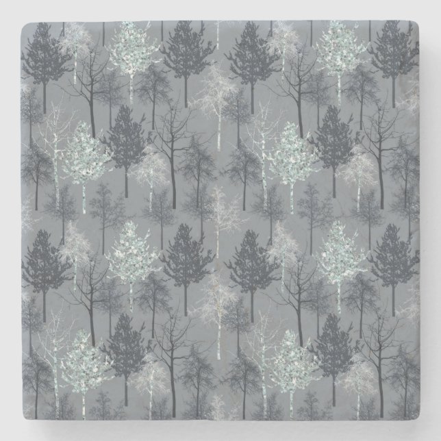 Navy Blue White und Imitate Glitzer Trees Steinuntersetzer (Vorderseite)