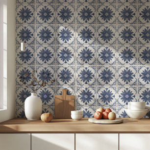 Navy Blue White Watercolor Azulejo Mittelmeer Fliese