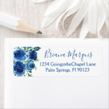 Navy Blue White Watercolor Floral Brautparty