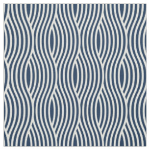 Navy Blue & White Wavy Muster Stoff