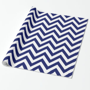 Navy Blue White XL Zickzack ZigZag Muster Geschenkpapier